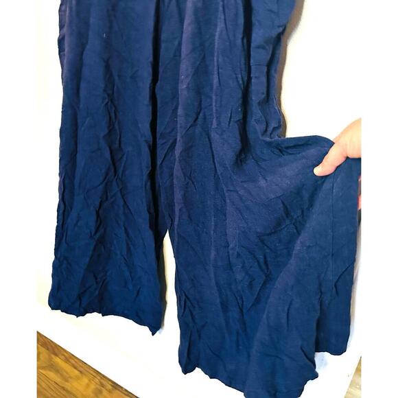 Rachel Pally Dark Blue Linen Alda Square Neck Wide Leg Flare Jumpsuit Size M - Picture 8 of 13